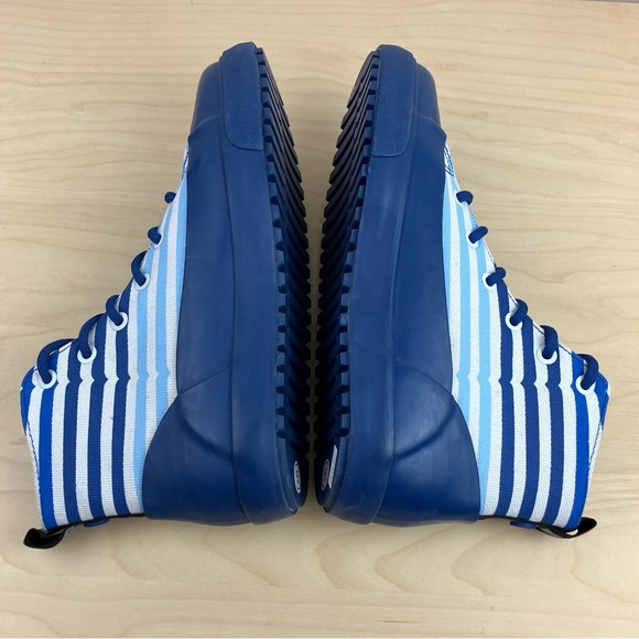 Hunter Kids Size 5.0 Target Blue & White Striped Rain Ankle Boots Lace Up - Picture 6 of 11